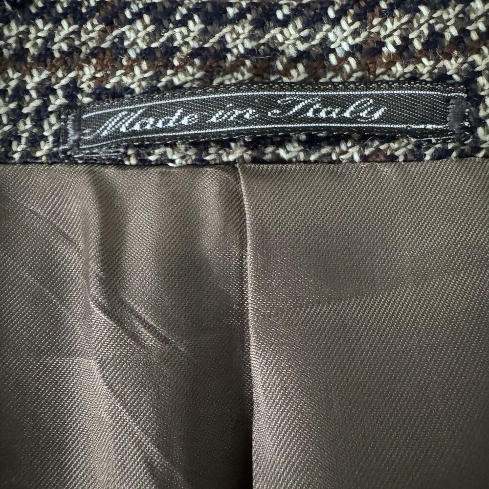 Corneliani Harry Rosen Blazer Men 38R/ 48IT Brown Glen Plaid Wool Cupro Italy - Picture 9 of 16
